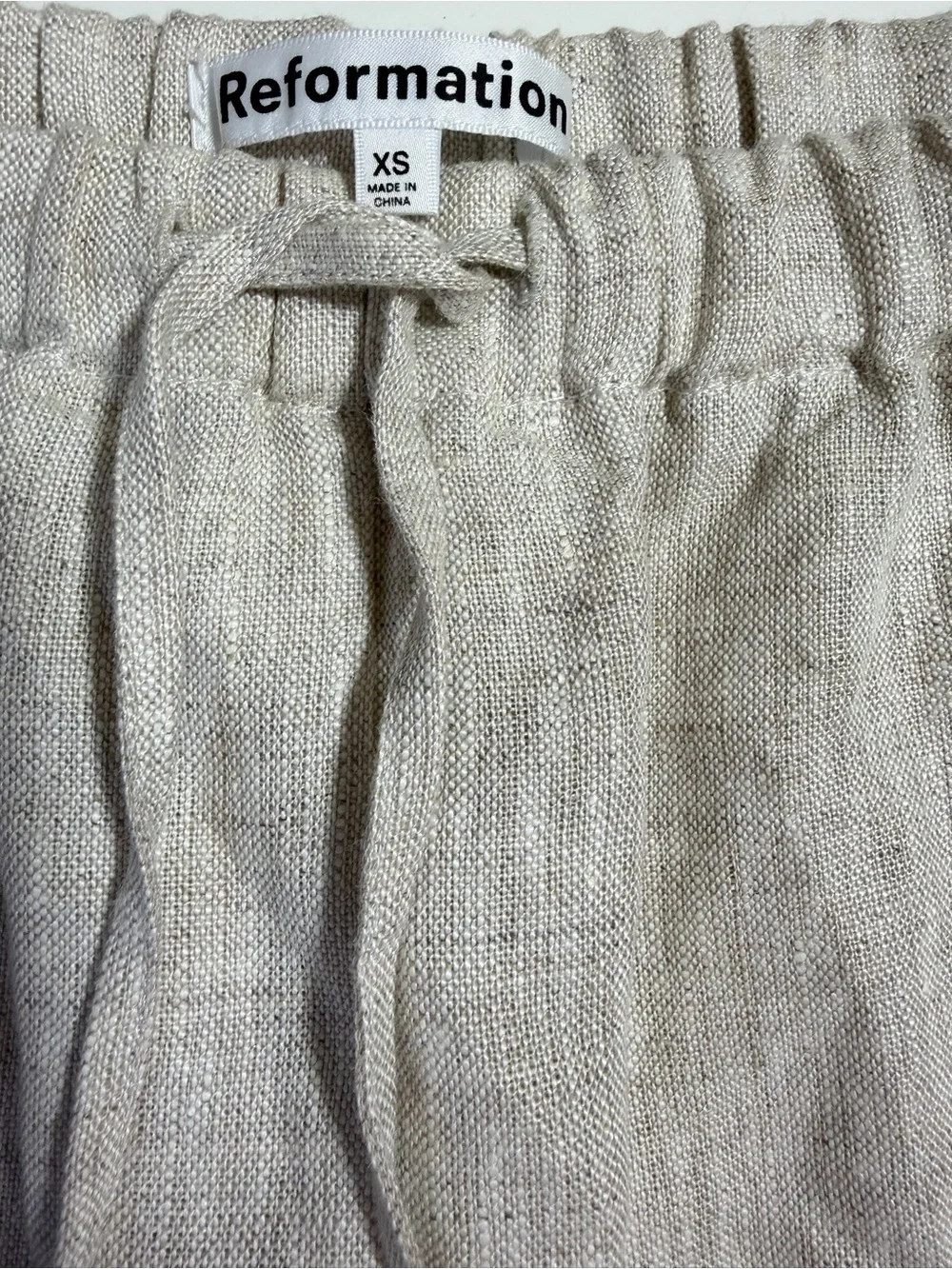 Reformation Olina Linen Pant XS Oatmeal NWT Wide Leg Drawstring